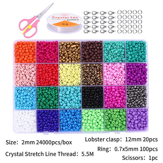 Making Kit Czech Glass Seed Beads Box Set Lobster Clasps Beading Cord For DIY Earring Bracelet Necklace Jewelry Making