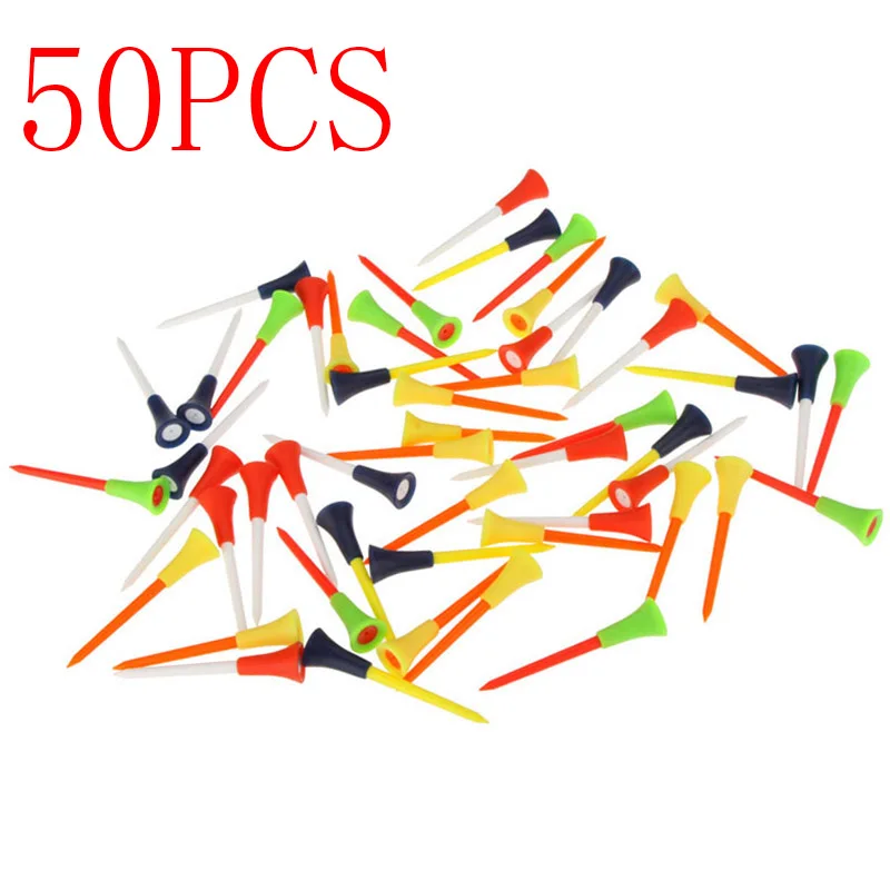 50pcs Multi Color 8.3CM Plastic Durable Rubber Golf Tees Cushion Top Ball Holder Accessories |