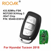 

3 buttons Smart Remote Car Key Keyless Fob Case 433MHz ID47 Chip For Hyundai Tucson 2018 P/N: 95440-D3010