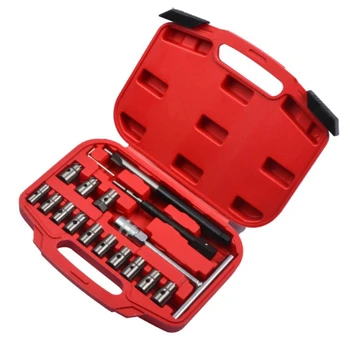 

17 PCS Injector Cleaner Clean Carbon Remover Seat Cutter Cutting Tool Set
