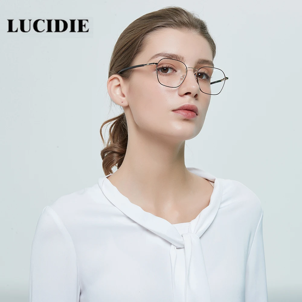 Lucidie Женская мода личности очки оправа прозрачный черный многоугольник очки в большой оправе