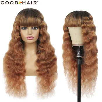 

Deep Wave Wig For Women Human Hair Wigs With Bangs Full Machine Made 150% Density Cheap Human Hair Wigs With Short And Long Wig