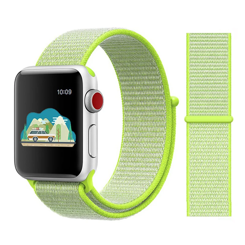 Для наручных часов Apple Watch, версии 3/2/1 38 мм 42 мм нейлон мягкий дышащий нейлон для наручных часов iWatch, сменный ремешок спортивный бесшовный series4/5 40 мм 44 мм - Цвет ремешка: Color14 Flash Light