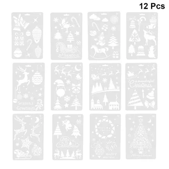

12pcs Creative Christmas Drawing Templates Painting Templates Drawing Stencils Drawing Sheet for Crafts Scrapbooking