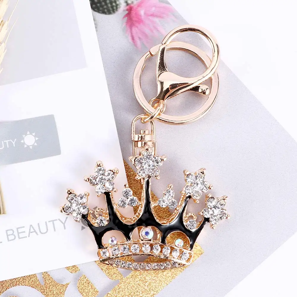 Брелок для ключей King Crown черный брелок с кристаллами вечерние аксессуары