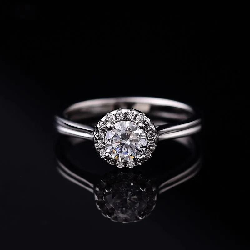 Серебряное кольцо moissanite GRA сертификат 0.50ct D VVS роскошное серебро 925 пробы кольца