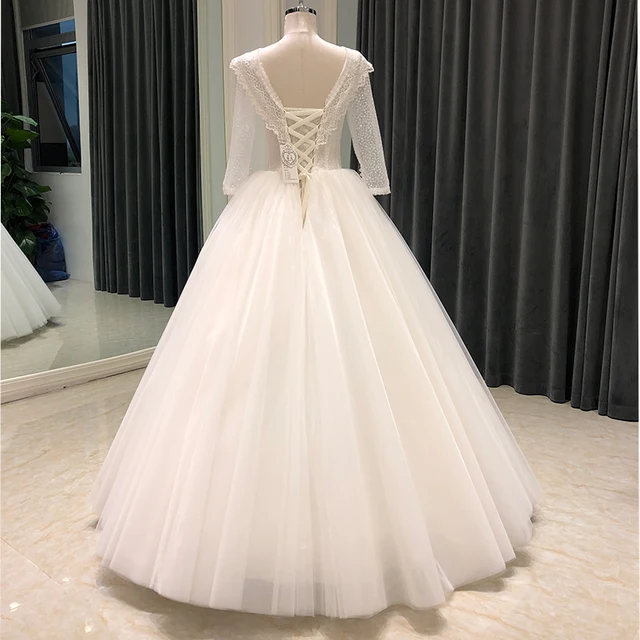 SL-8259 elegant 2021 wedding dress boho long sleeve civil Simple deep v neck Bride dress for women corset bridal wedding gowns 2