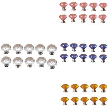 

Acrylic Crystal Handle 10Pcs 30mm Glass Diamond Cut Cabinet Door Drawer Dressing Table Handle with Screws