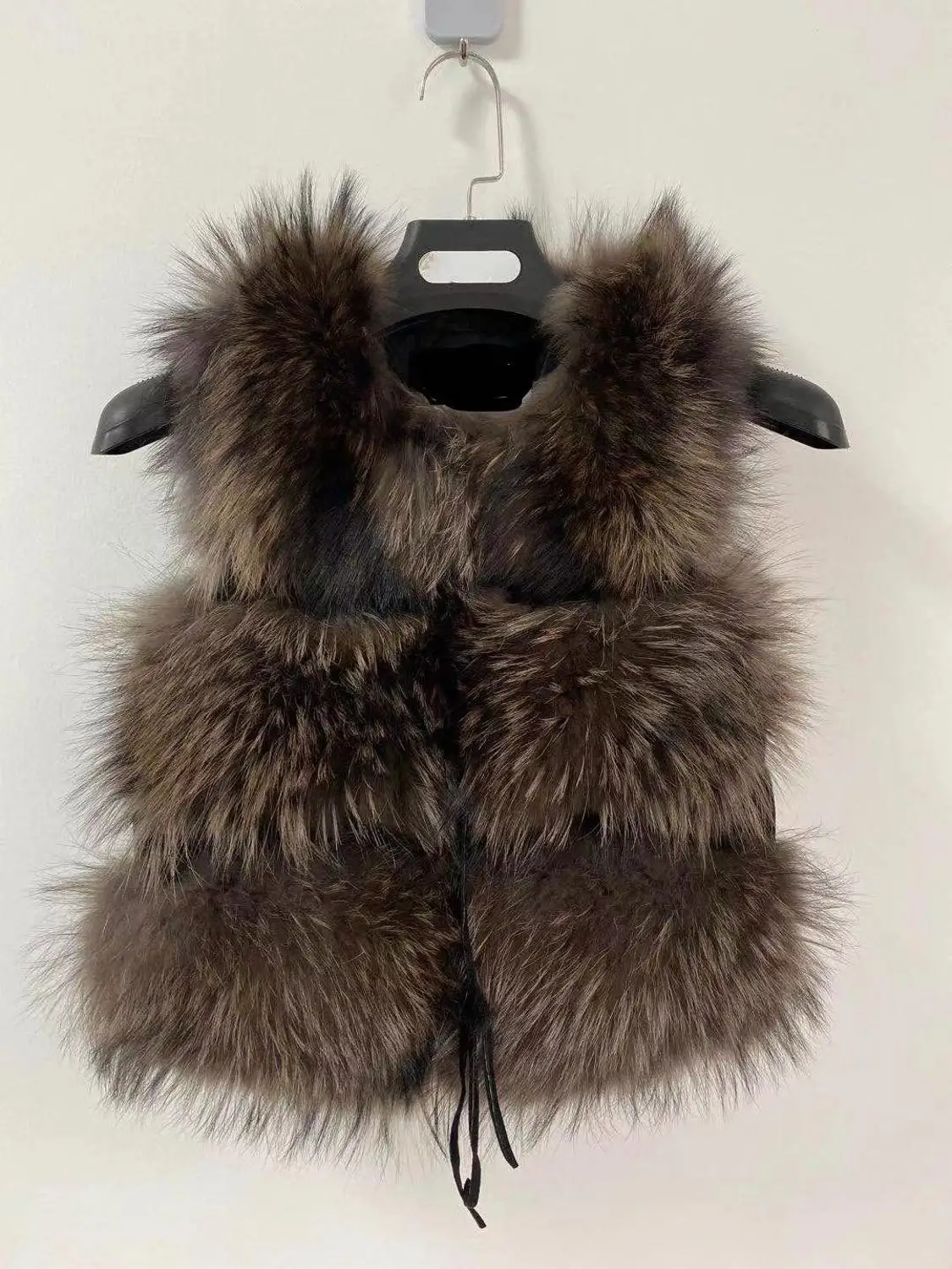gray QIUCHEN PJ8051 женский жилет из натурального меха енота меховой жилет короткая куртка женская зимняя модная короткая жилетка высокого качества - Цвет: gray