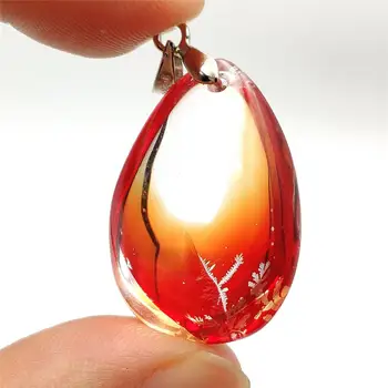 

Genuine Natural Red Limonite Quartz Phantom Crystal Pendant 28x19x14mm Clear Bead Women Man Rare Fashion Multi-inclusions AAAAA