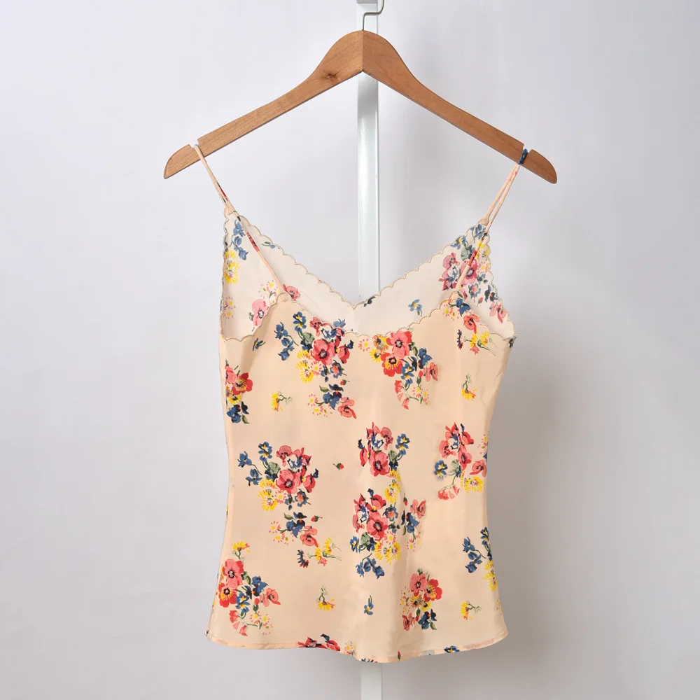 100% Шелковая женская кофта в праздничном стиле женские топы на бретельках с