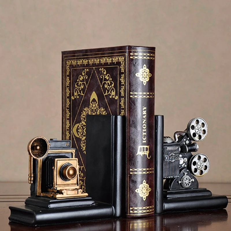 Ретро камера Bookend фильм проектор Черный Серебряный коллекционный проект креативный книжный шкаф старинные ювелирные изделия Кабинет исследование хо