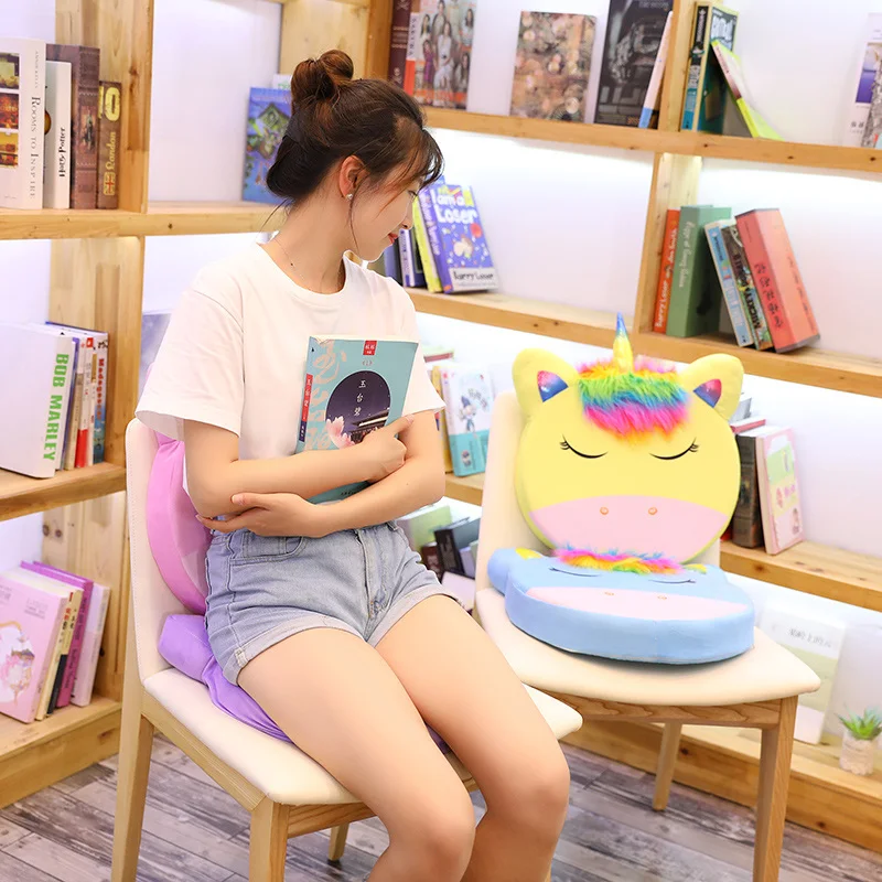 Kawaii мультфильм Плюшевый единорог Подушка Мягкие животные Дети spong стул круглая подушка домашнее украшение детская подушка для девочек