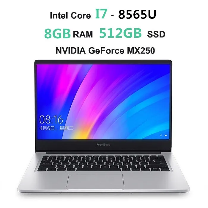 i7 8565U 8GB 512GB Ноутбук Xiaomi RedmiBook 14 ''Intel Core i7-8565U NVIDIA GeForce MX250 четырехъядерный 8 Гб ОЗУ 512 ГБ SSD ноутбук 1920x1080(FHD - Цвет: i7 8565U 8GB 512GB