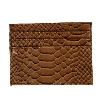 

Customized Python Brown Candy Color Card Holder Bank Credit Card Ostrich ID Holder Gift Box Slim Card Case