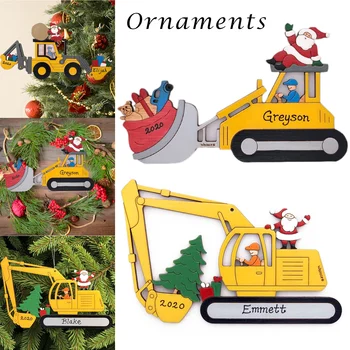 

Cute Christmas Santa Claus Excavator Shape Pendant Home Xmas Tree Decoration E2S
