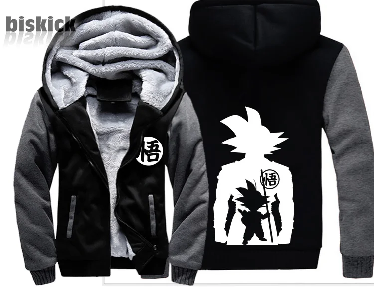 Style 9 Asian size Модная одежда Goku Saiyan с золотым принтом для мужчин wo Мужская теплая Толстая куртка зимняя теплая бархатная Толстовка Топ толстовки - Цвет: Style 9 Asian size