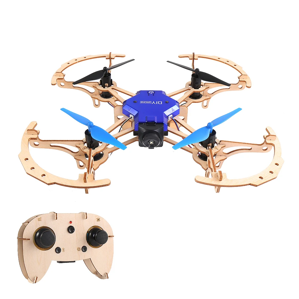 

ZL100 Wooden Aircraft DIY Drone with Camera 720P Wifi FPV Altitude Hold Display Headless Mode Training Educational Quadcopter