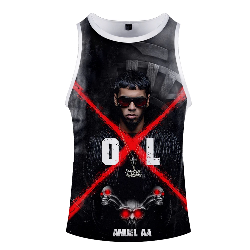 Хип-хоп Anuel AA жилет Топ мужской летний жилет без рукавов Модный популярный тренд Повседневная одежда жилет