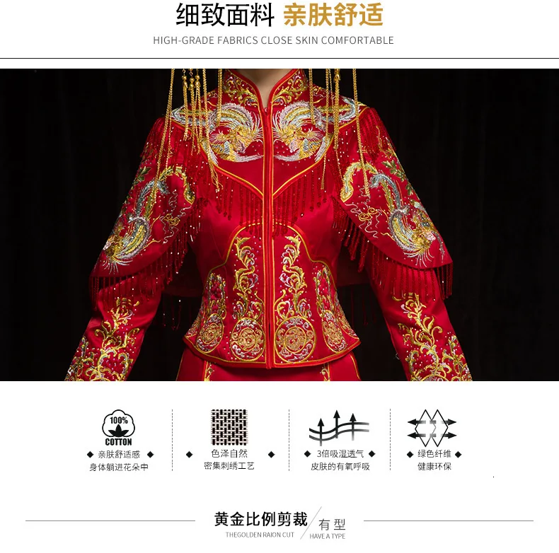 2019 новый костюм Тан Весна и лето свадебное платье китайское свадебное платье шоу Wo одежда для невесты китайское платье hanfu