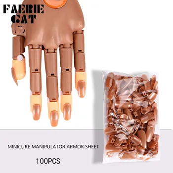 

100pcs Professional False Nail Tips Brown Full Cover Activity Practice Mechanical Hand Fake Nails Display Salon Manicure Tools