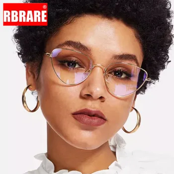 

RBRARE 2020 Cat Eye Glasses Women Retro Metal Frame Women Glasses Anti Blue Light Glasses Frame Eyeglasses Frames Gafas De Marca