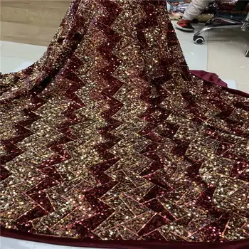 

7 colors (5yards/pc) high quality African sequins lace fabric shining French net lace fabric for making party dress FJY105
