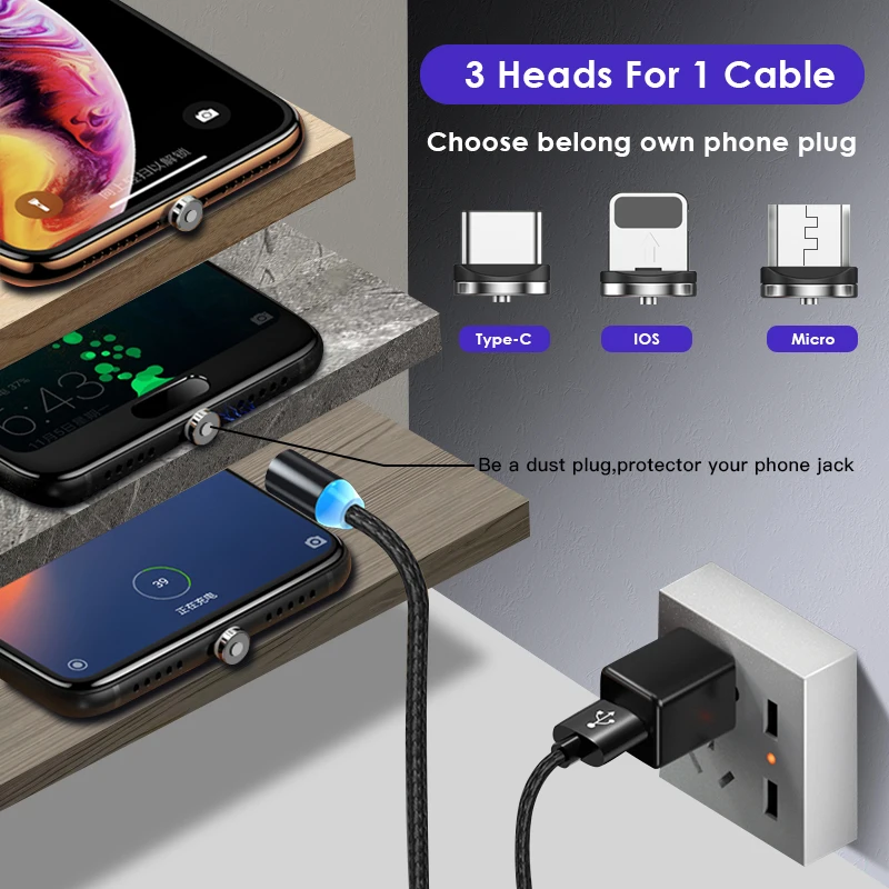 ! ACCEZZ Магнитный зарядный кабель для iPhone XS XR X Plus Micro USB Type C Samsung S9 шнур 1/2 м|Кабели