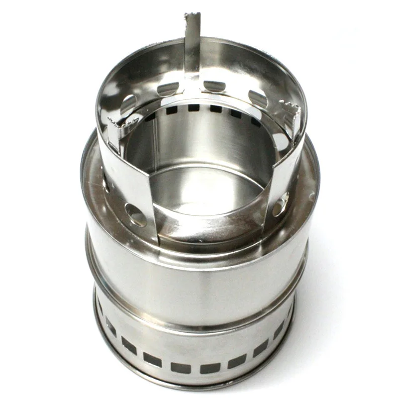 

Small Portable Stove Camping Hiking Picnic Wood Burning Stove 3-arm System Stainless Cooking Heat Branches Leaves Pines