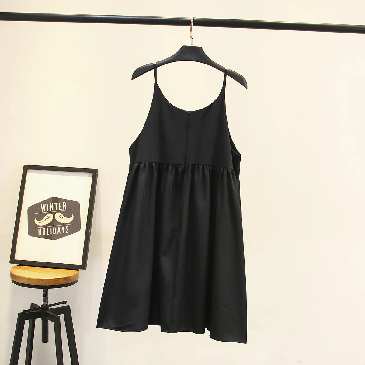 black strap dress with white t shirt