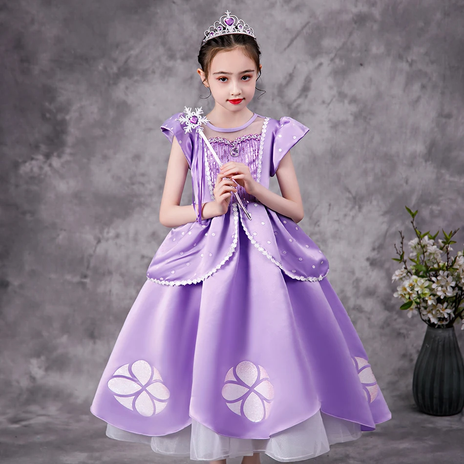 Vestido Infantil Princesa Sofia Malha - Fantasia Roupa Temática