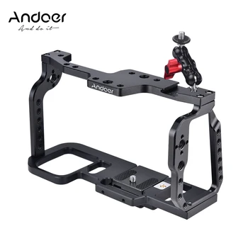 

Andoer Camera Cage Stabilizer Aluminum Alloy with Quick Release Plate Cold Shoe Mount Screw Holes Mounting Adapter