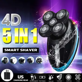 

5 In 1 Rechargeable USB Electric Shaver Five Floating Heads Razors Hair Clipper Nose Ear Hair Trimmer Men Facial Cleaning Brush