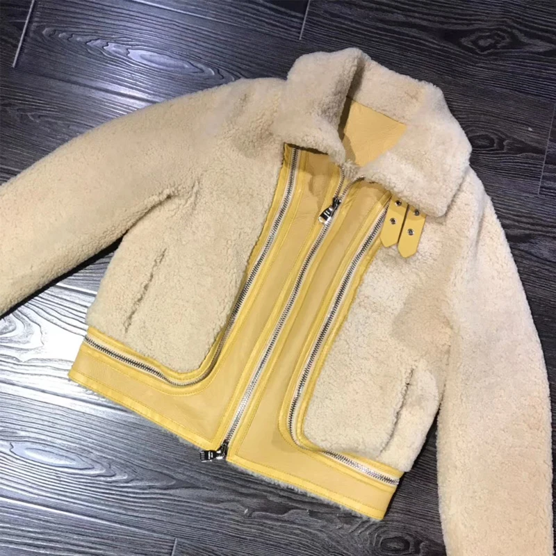 shearling jacket ladies merino fur women real lambskin | Женская одежда