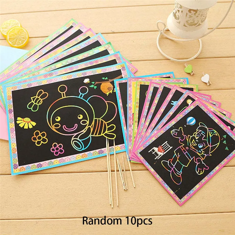 Random 20Pcs 10/20 шт. волшебный скретч-каракули площадка с рисунками размером Ранние обучающие игрушки для творческого рисования для детей - Цвет: Random 20Pcs