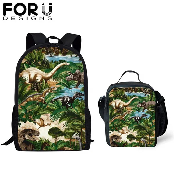 CDFB0050CG FORUDESIGNS/3 шт./компл. 3D рюкзак с принтом динозавра студенческий мир животных Школьный Юрский Динозавр Детский подарок мальчик Bookbag - Цвет: CDFB0050CG
