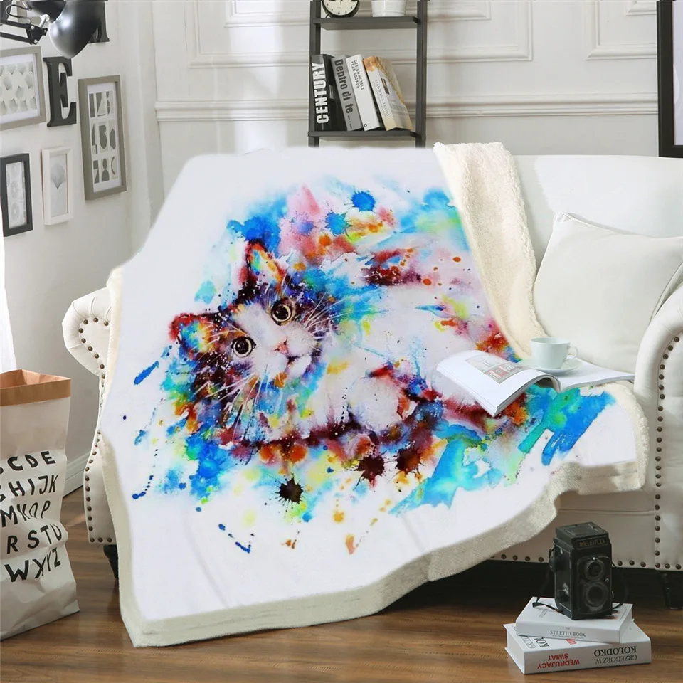 На заказ DIY одеяло для питомца собаки шерпы на кровать 3D Border Collie Throw Одеяло животное покрывало день и ночь небо пейзаж чехол для дивана - Цвет: 9