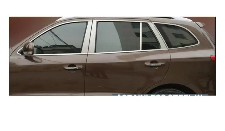 Для Santa Fe 2007 2008 2009 2010 2011 2012 окно Chrome 22 шт хромированная отделка пояс планки с центральным ПЭТ Колонка для питомцев DF