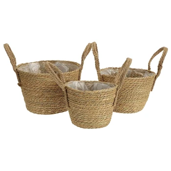 

3 Pack Planter Basket with Handles,Flower Pots Cover & Plant Containers for Plant, Flower in Indoor or Outdoor