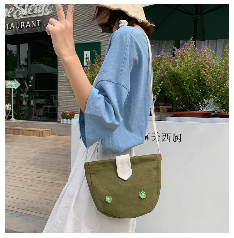 Micro for Women’s Canvas Handbag New Style Women's Messenger Bag Versatile Japanese Style Leisure Bag WOMEN'S Bag Flower Backpac