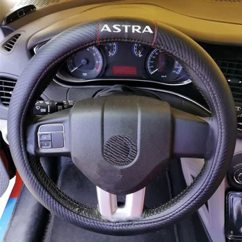 

For Opel Astra 38cm Car Carbon Fiber Leather Steering Wheel Covers Cap Steering Wheel Cover Auto Car Interior Accessories