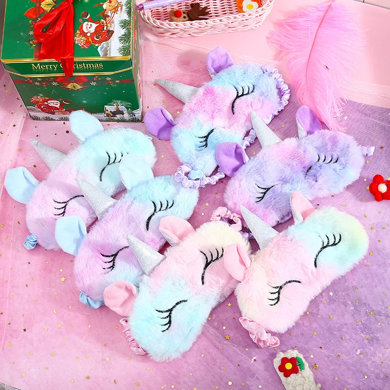 Mascarilla para dormir de felpa con dibujos animados para niños, máscara 3D para los ojos, para viajes, descanso de ojos