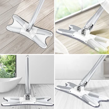 

X-shaped Hand Free Washing Flat Mop Easy Wringing Household Floor Cleaning Tools for Women Household Cleaning Supplies