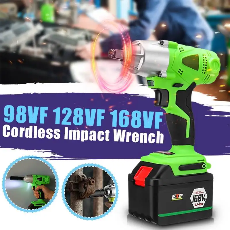 

98/128/168VF Rechargeable Electric Impact Wrench Infinitely Cordless Speed Brushless Motor Electric Wrench With Lithium Battery