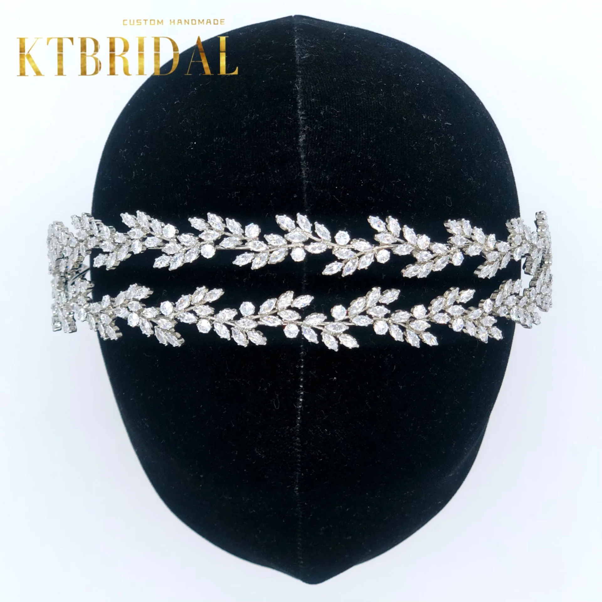 

New Zircon Tiara Leaves Design Vintage Bridal Headpieces Party Fashion Design KTBRIDAL Women Bridal Gift Wedding Accessiories