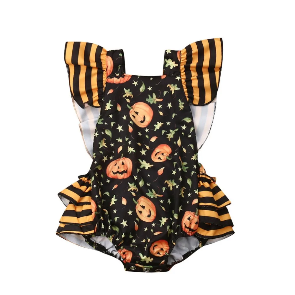 Baby sleeveless pumpkin clothes newborn infant baby clothes girl Halloween rumpkin romper bodysuit clothes outfits 40A1 (11)