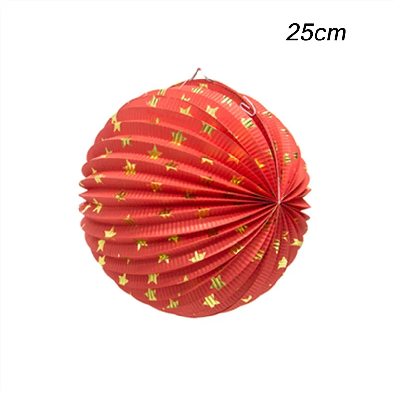 25cm red gold star 19 см плиссе в гармошку бумажный фонарь s арбуз Фонарь Свадебная вечеринка День рождения Свадебные украшения украшение для домашнего события - Цвет: 25cm red gold star