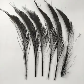 

Beautiful 100pcs Black Peacock Feather Sword 10-14inch/25-35cm DIY jewelry Christmas Halloween Decoration