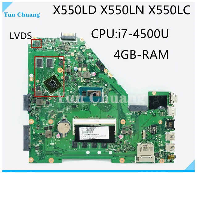 ASUS X550LD X550LC X550LN X550L F550L A550L için X550LD anakart Laptop  anakart ile i5-4200U/i7-4500U CPU 4GB RAM 2GB GPU - AliExpress