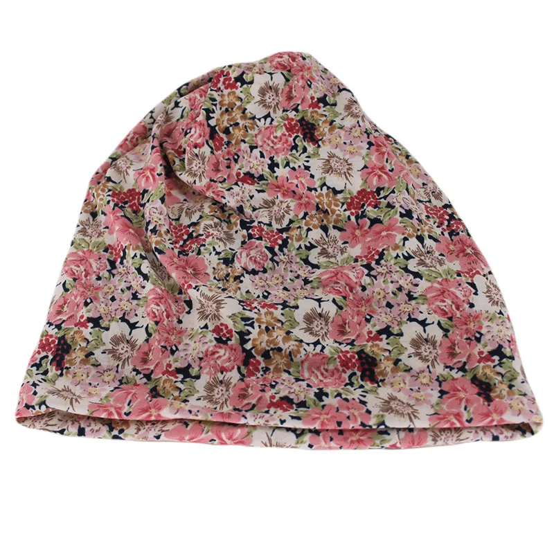 Neue Stil Mode Doppel Verwendet Frauen Herbst Warme Mützen Skullies Casual Bunte Floral Outdoor Hüte Schal Kappe Mädchen Weiche Gorras – Detail 13